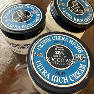 L'occitane 3 EMPTY containers tubs reusable refillable ultra riche creme shea
